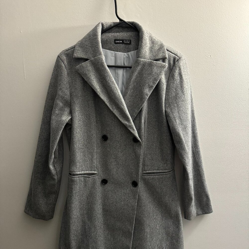 Shein Women's Lapel Neck Double Breasted Overcoat